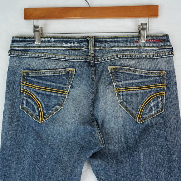 Vigoss Jeans Womens 9 Blue Straight Stretch Denim Mid Rise Contrast Stitch Y2K - Picture 4 of 11